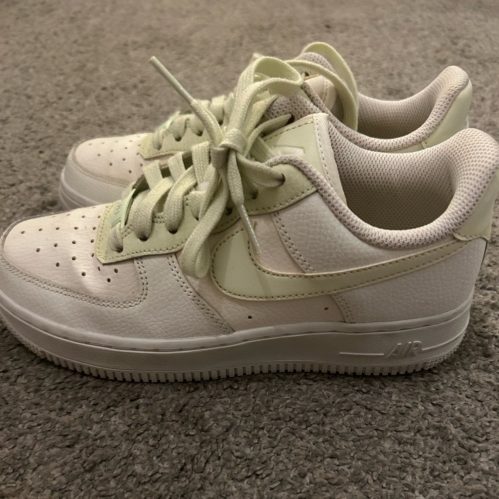 Women's Nike Air Force 1 Sneakers - Light Green and White - Picture 2 of 3
